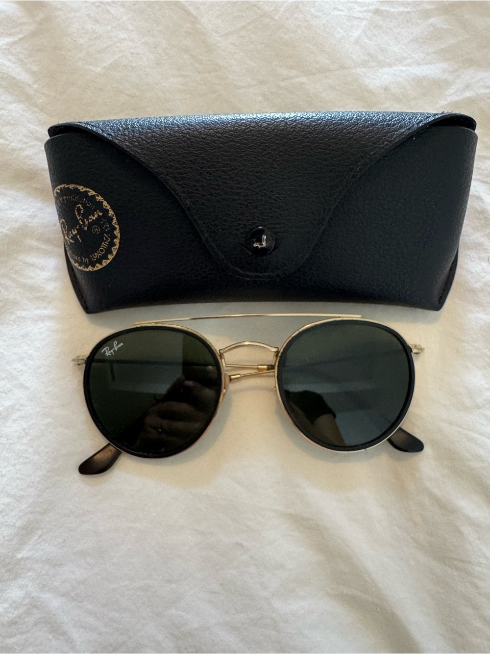 Ray-Ban Women’s Black & Gold Round Sunglasses
